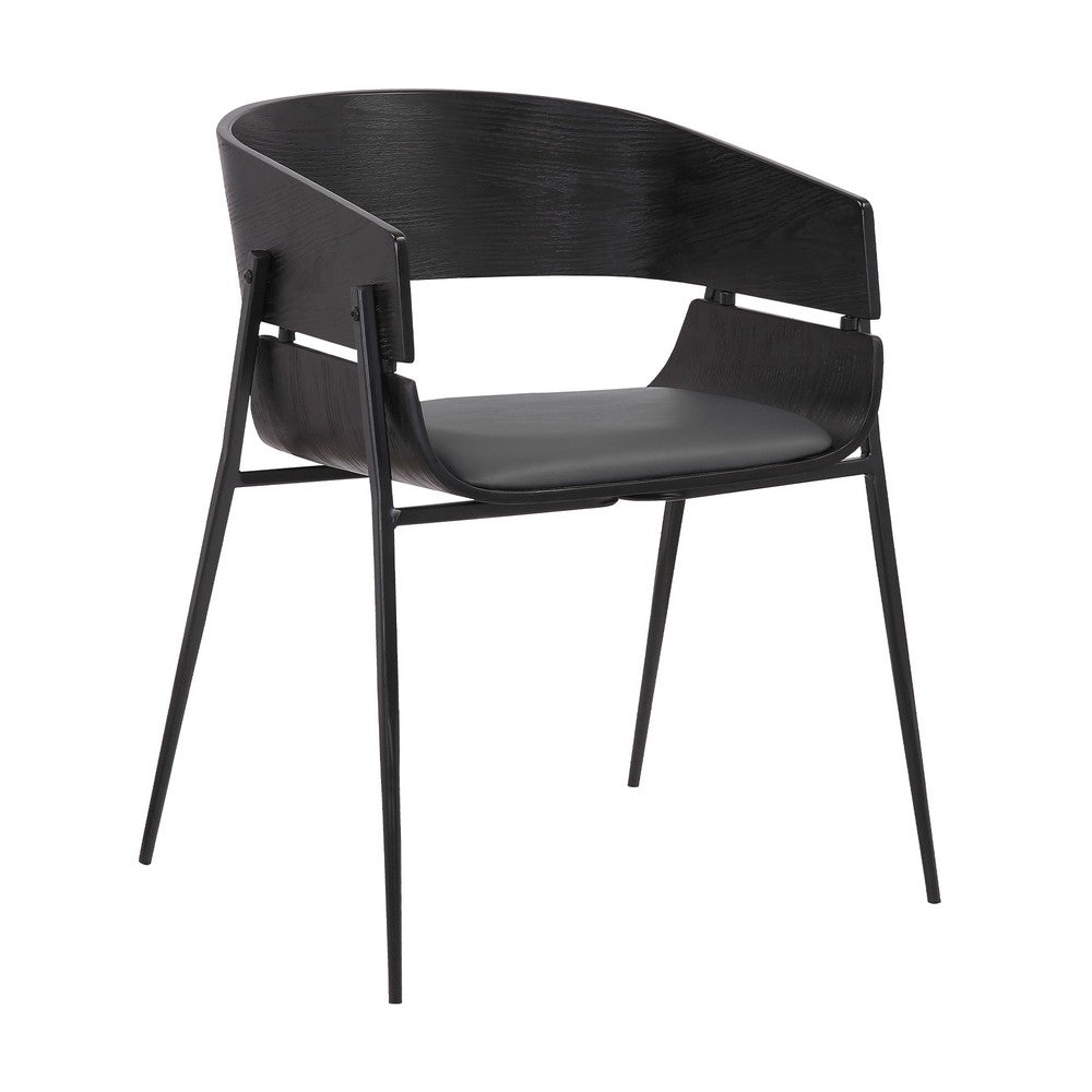 Benjara 18.5 Inches Round Back Leatherette Dining Chair, Set Of 2, Black