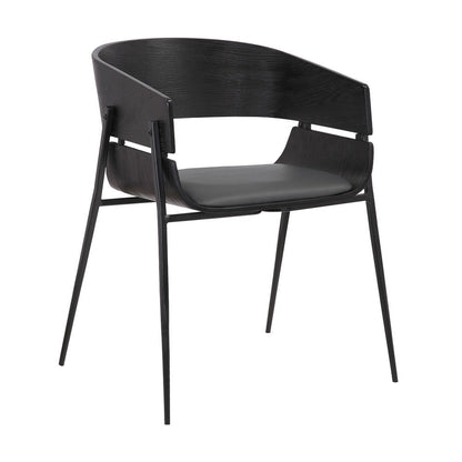 Benjara 18.5 Inches Round Back Leatherette Dining Chair, Set Of 2, Black