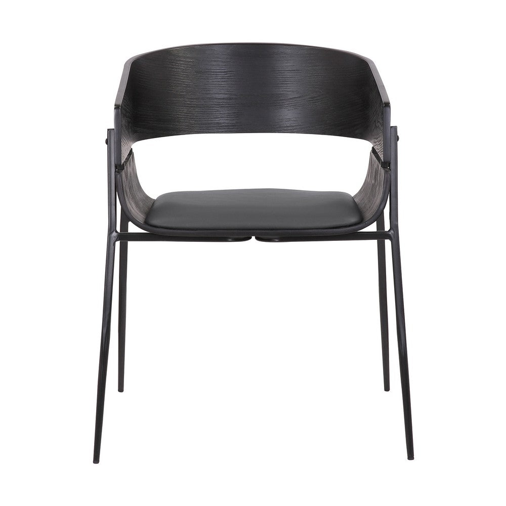 Benjara 18.5 Inches Round Back Leatherette Dining Chair, Set Of 2, Black