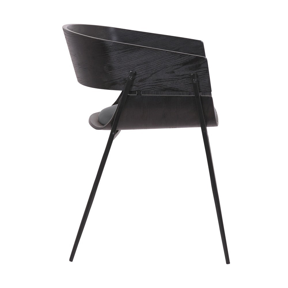 Benjara 18.5 Inches Round Back Leatherette Dining Chair, Set Of 2, Black