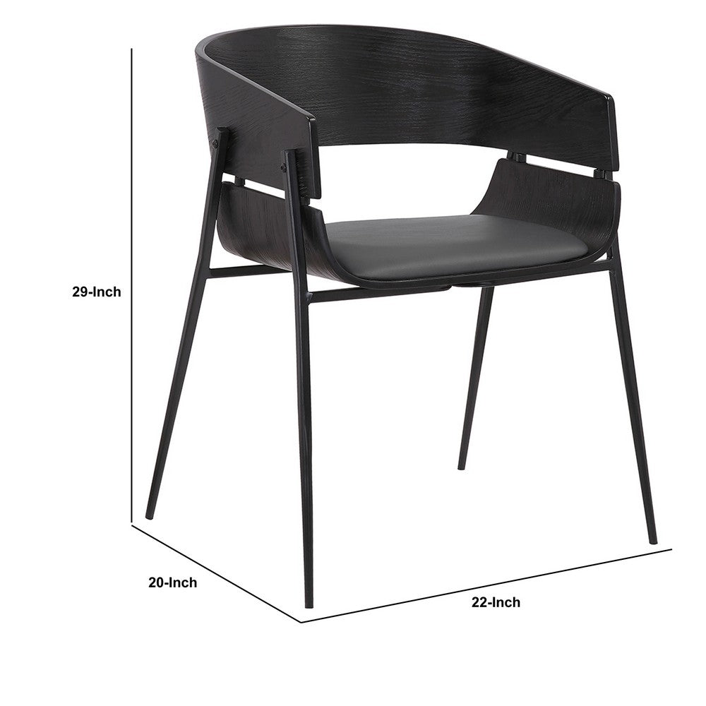 Benjara 18.5 Inches Round Back Leatherette Dining Chair, Set Of 2, Black