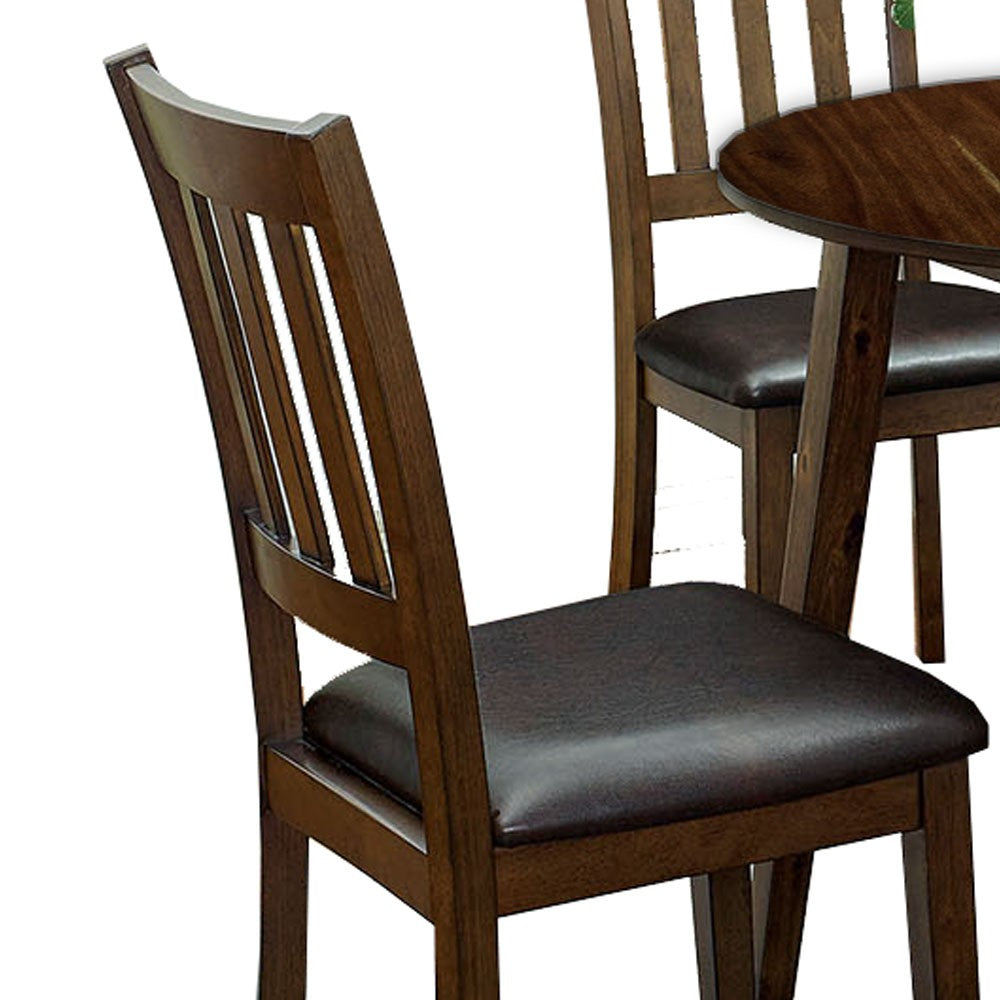Benjara Wooden Dining Table With Ladder Back Style Chairs, Set Of 5, Brown