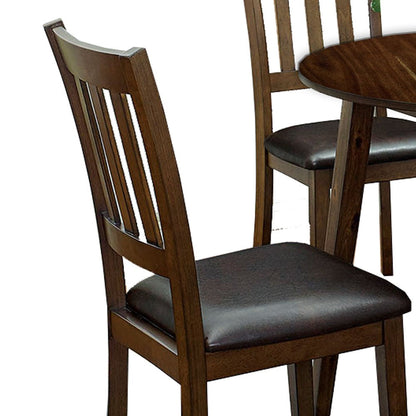 Benjara Wooden Dining Table With Ladder Back Style Chairs, Set Of 5, Brown