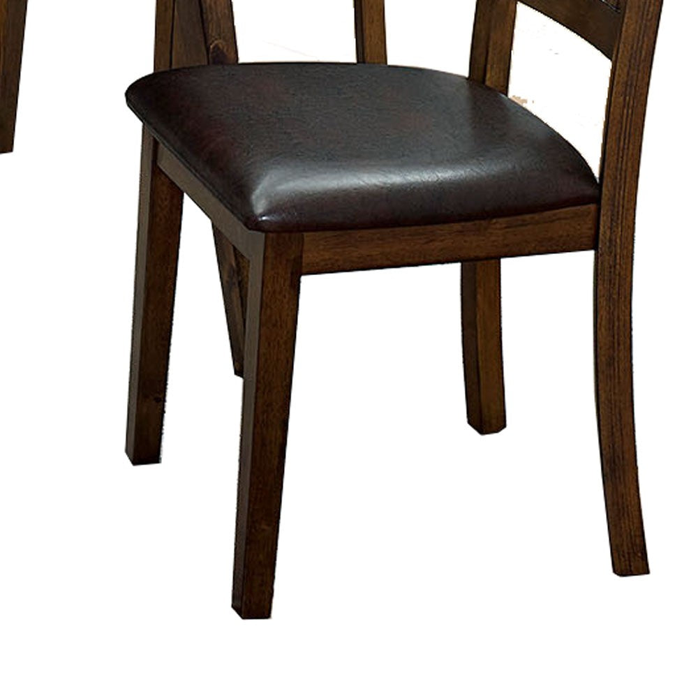 Benjara Wooden Dining Table With Ladder Back Style Chairs, Set Of 5, Brown