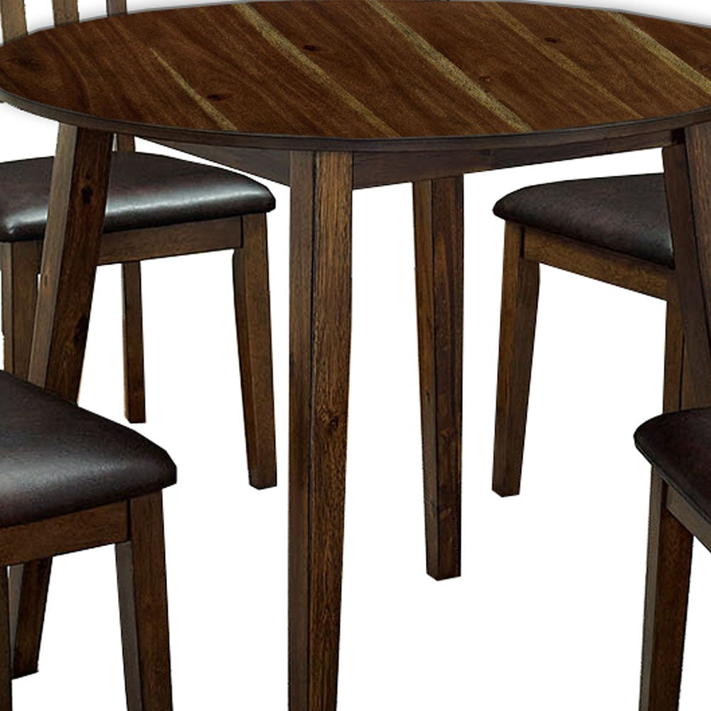 Benjara Wooden Dining Table With Ladder Back Style Chairs, Set Of 5, Brown