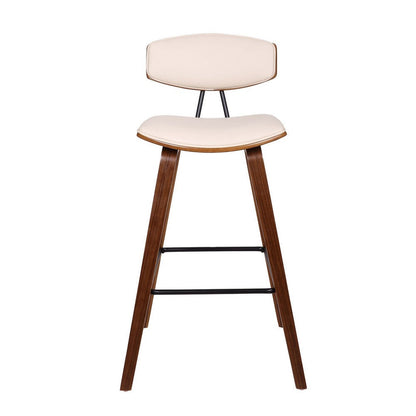 Benjara 28.5 Inches Contoured Seat Leatherette Barstool, Cream