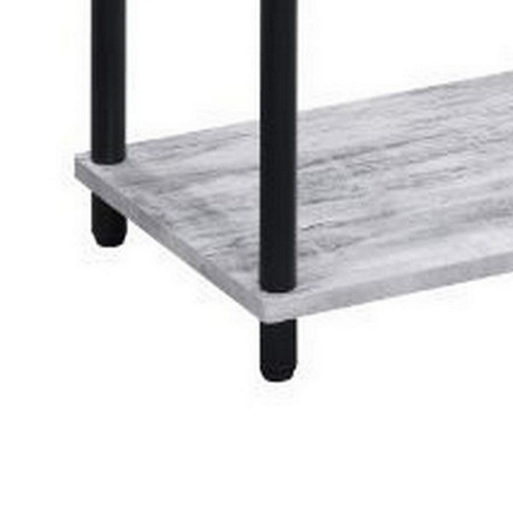 Benjara 4 Tier Design Bookshelf with Metal Tubular Legs, Antique White