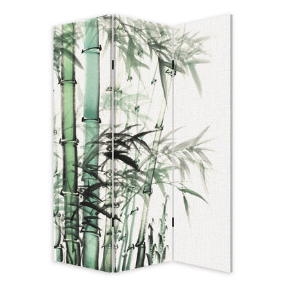 Benjara 72 Inch 3 Panel Canvas Room Divider with Bamboo Print,Multicolor