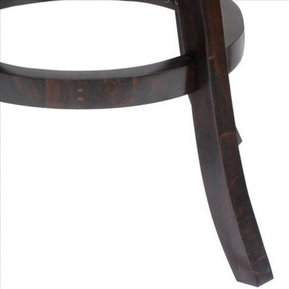 Benjara 24 Inches Swivel Wooden Frame Counter Stool With Padded Back, Dark Brown