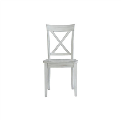 Benjara Wooden Dining Chair With X Shaped Back, Set Of 2, White