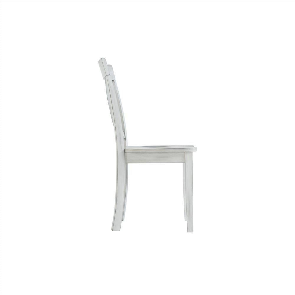 Benjara Wooden Dining Chair With X Shaped Back, Set Of 2, White