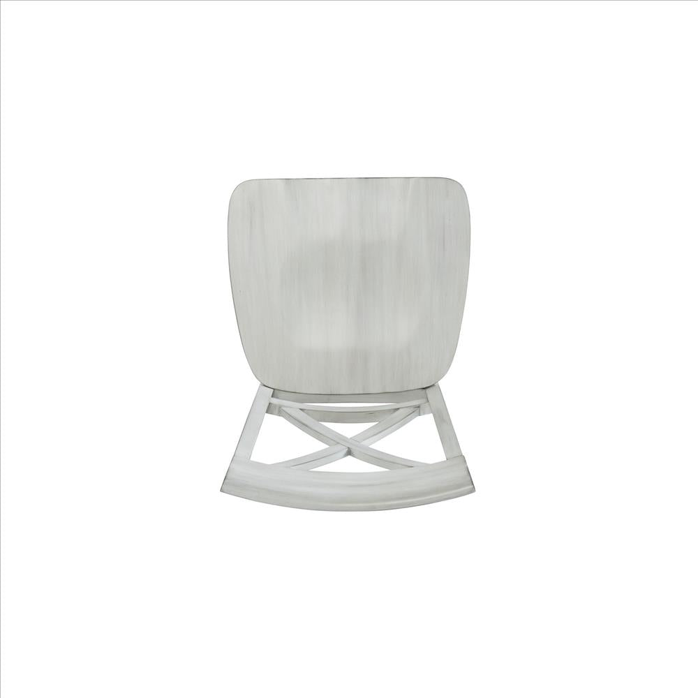 Benjara Wooden Dining Chair With X Shaped Back, Set Of 2, White