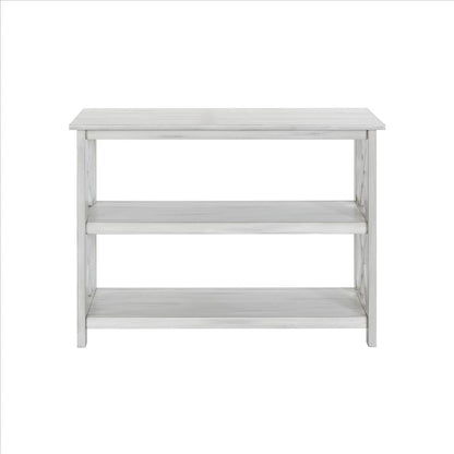 Benjara 2 Shelf Wooden Entryway Table With X Shaped Accent, White