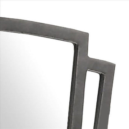 Benjara Tapered Fabric Frame Mirror With Mounting Hardware, Dark Gray