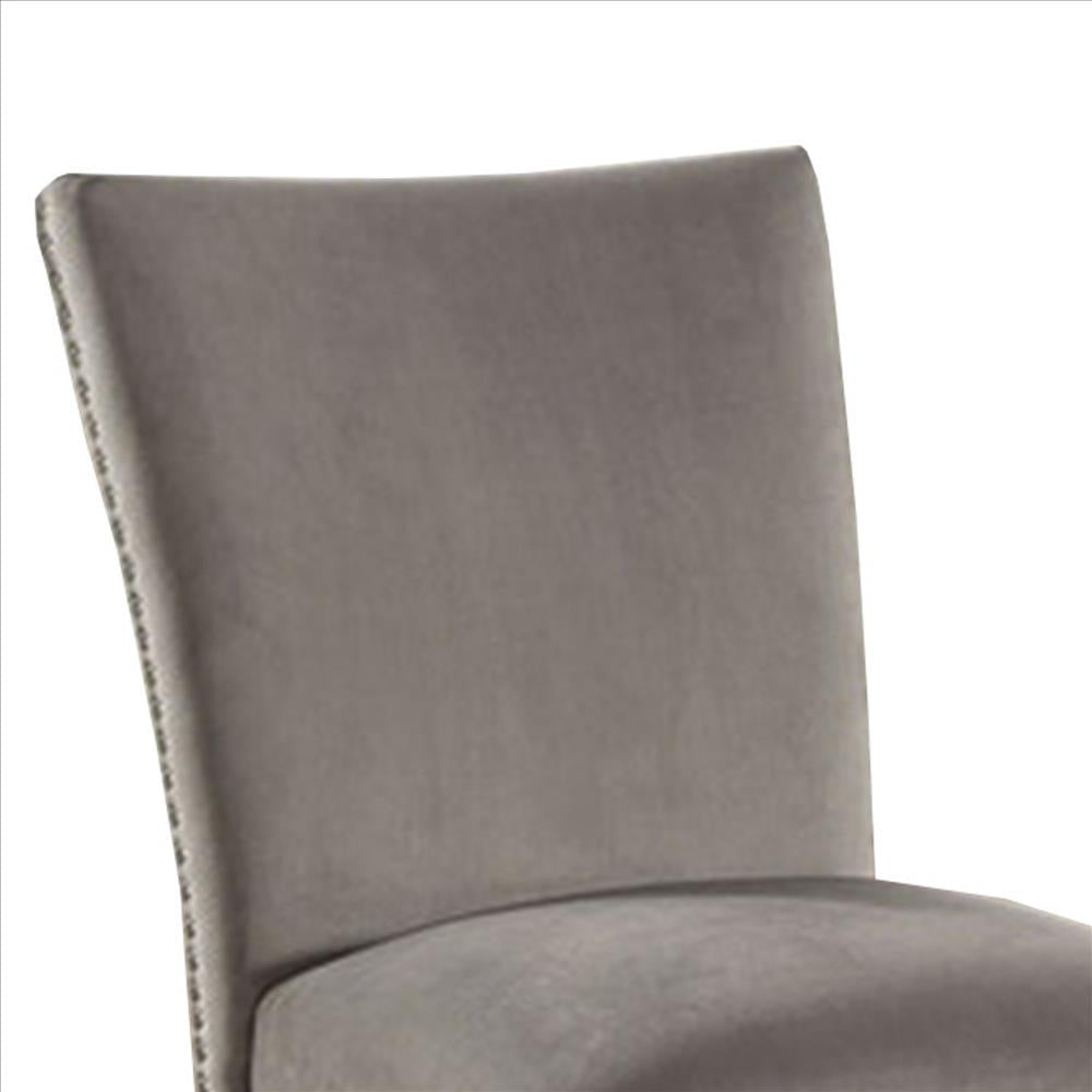 Benjara Counter Height Side Chair With Padded Seating, Set Of 2, Gray