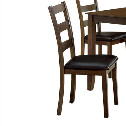 Benjara 5 Piece Dining Table Set With Leatherette Seating, Brown