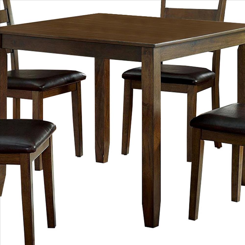 Benjara 5 Piece Dining Table Set With Leatherette Seating, Brown