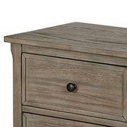 Benjara 2 Drawer Wooden Nightstand with Round Knobs, Gray