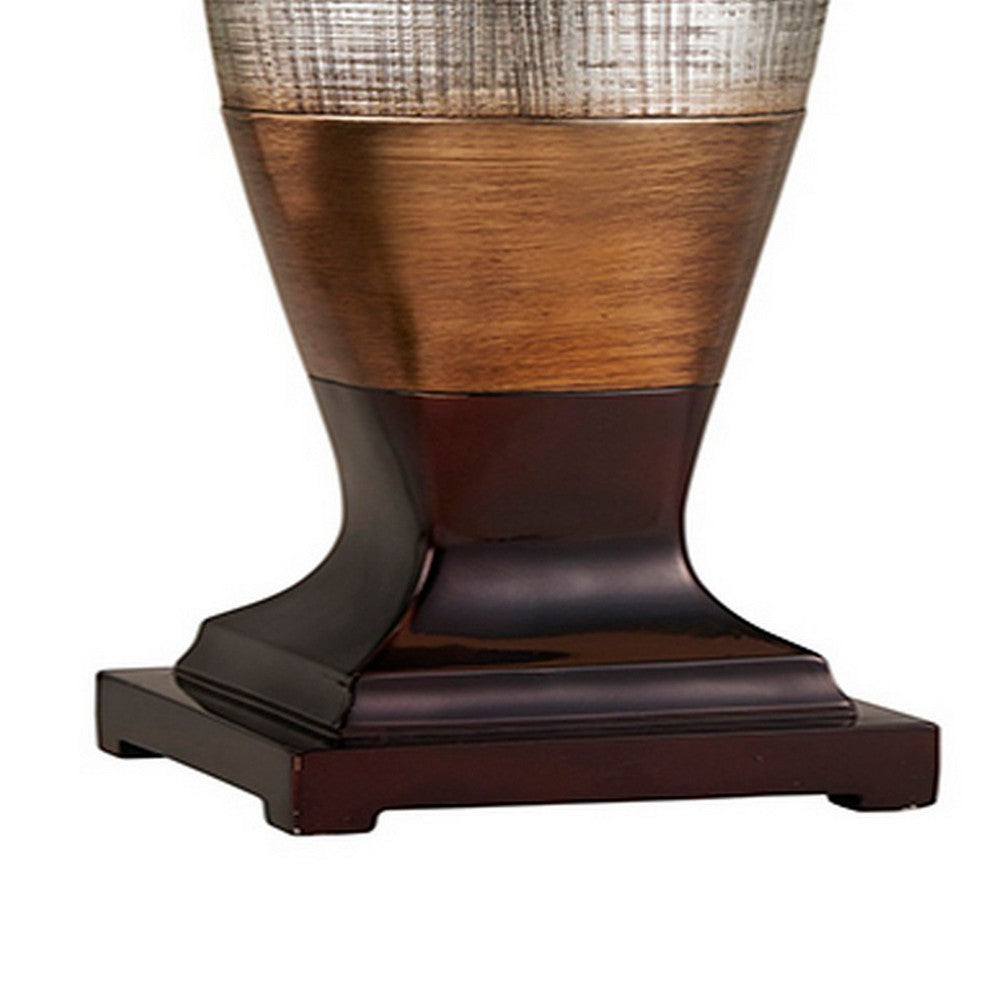 Benjara Table Lamp with Colorblock Pedestal Base, Brown