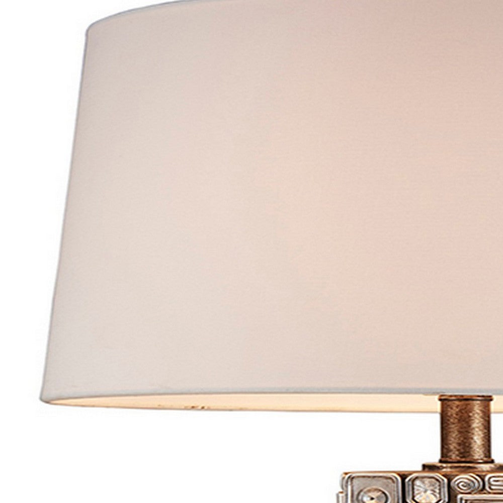 Benjara Table Lamp with Abstract Mirror Block Base, Bronze