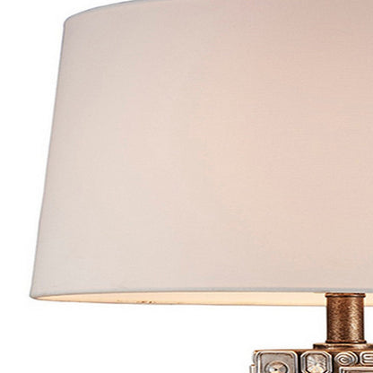 Benjara Table Lamp with Abstract Mirror Block Base, Bronze
