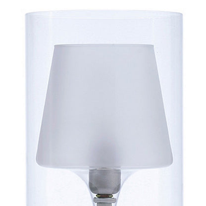 Benjara Hurricane Table Lamp with Frosted Glass Shade, Clear