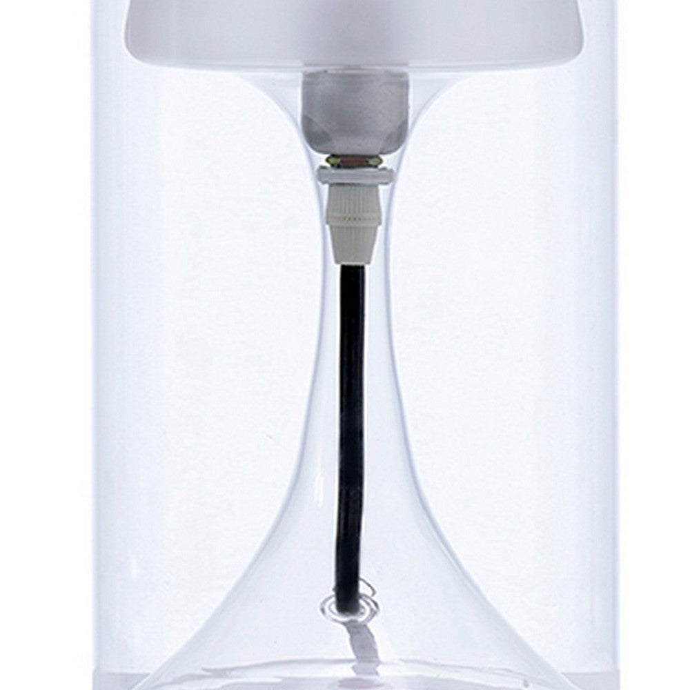 Benjara Hurricane Table Lamp with Frosted Glass Shade, Clear
