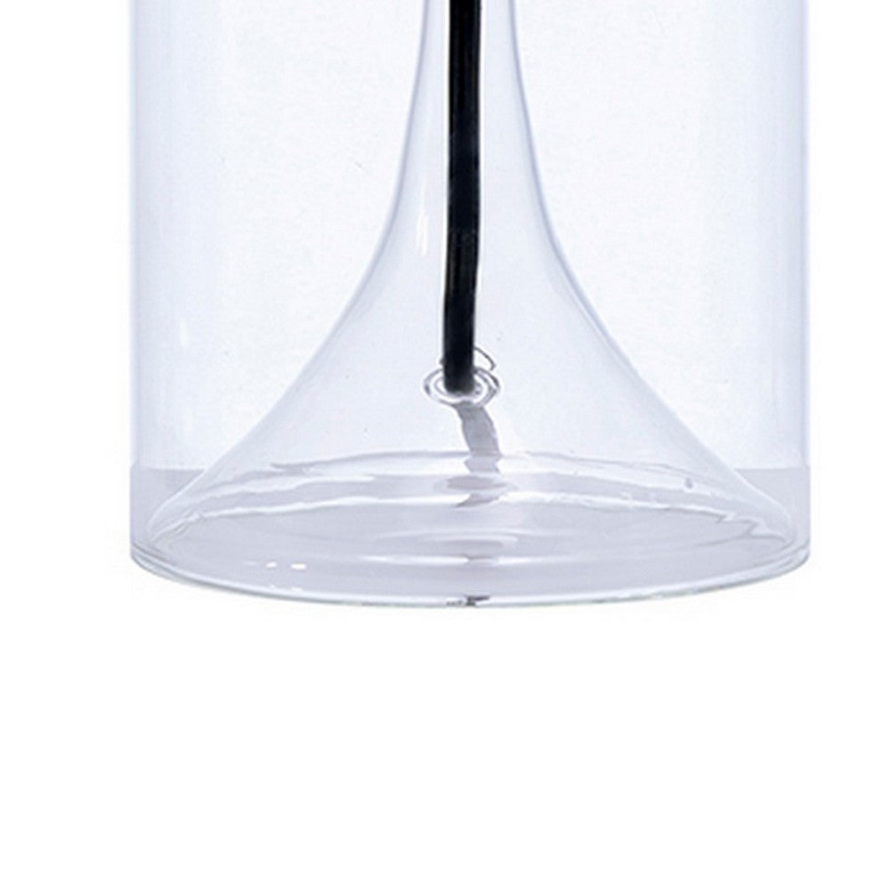 Benjara Hurricane Table Lamp with Frosted Glass Shade, Clear