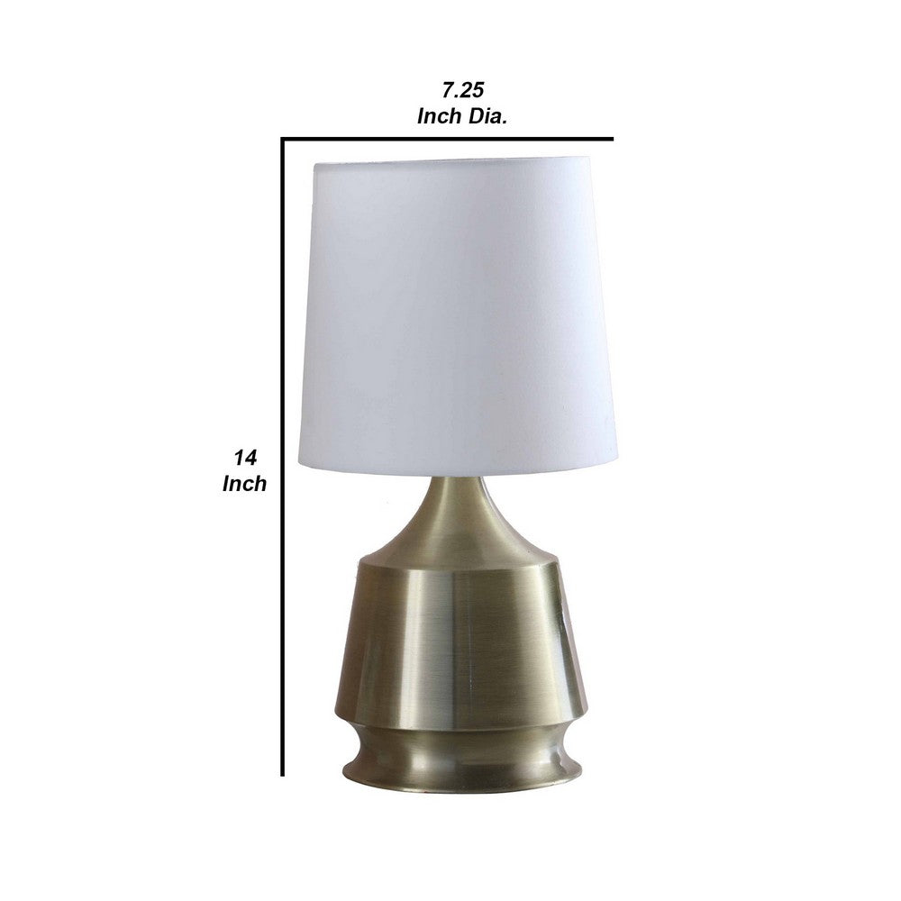 Benjara Table Lamp with Metal Bottle Shape Base, Antique Brass