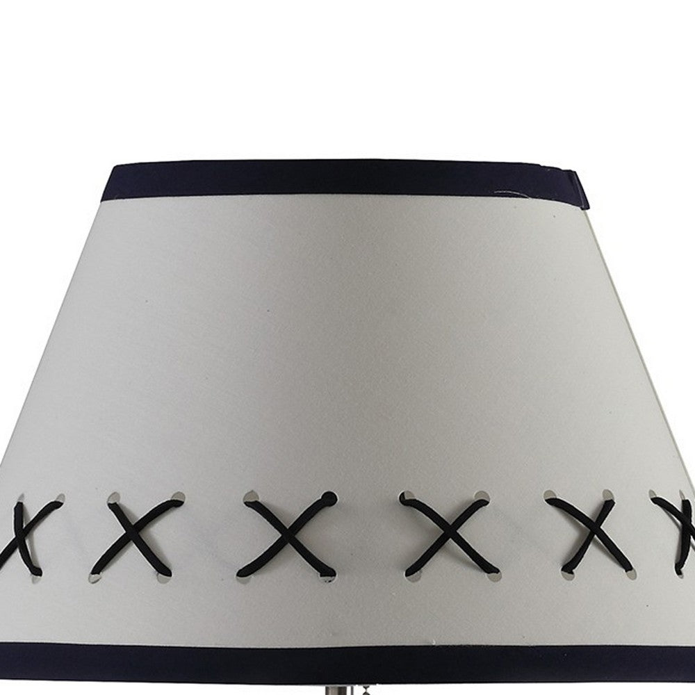 Benjara Table Lamp with Wireless Charging And USB Port, Silver
