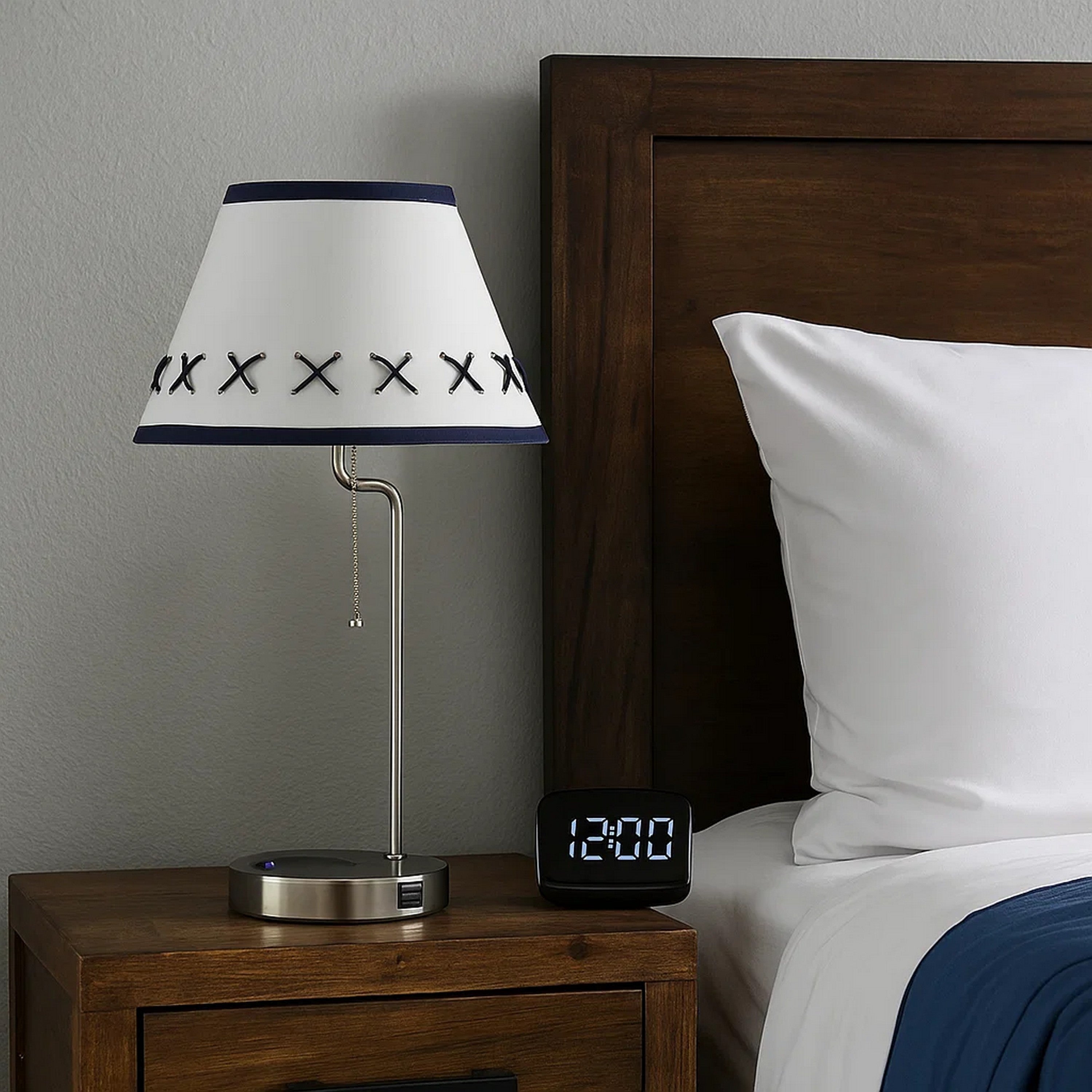 Benjara Table Lamp with Wireless Charging And USB Port, Silver