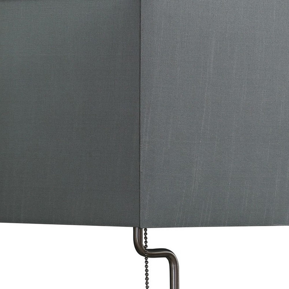 Benjara Table Lamp with Wireless Charging And Square Shade, Silver