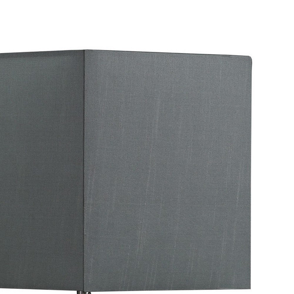 Benjara Table Lamp with Wireless Charging And Square Shade, Silver