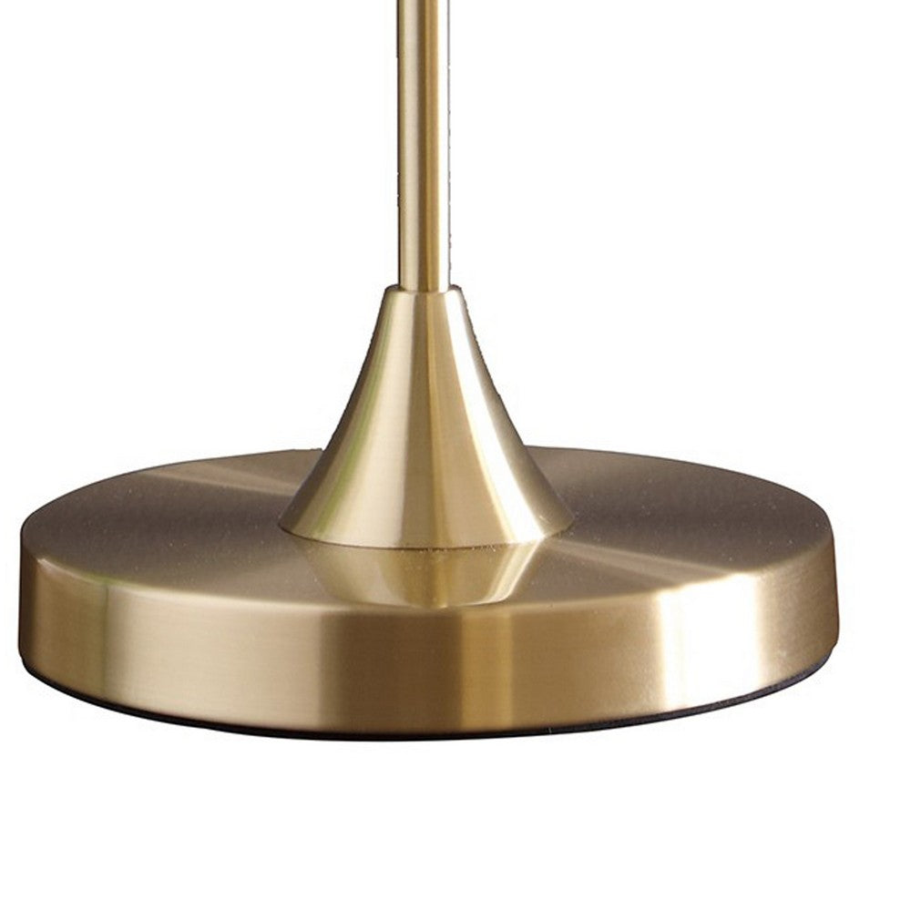 Benjara Table Lamp with Metal Base And Glass Globe Shade, Gold