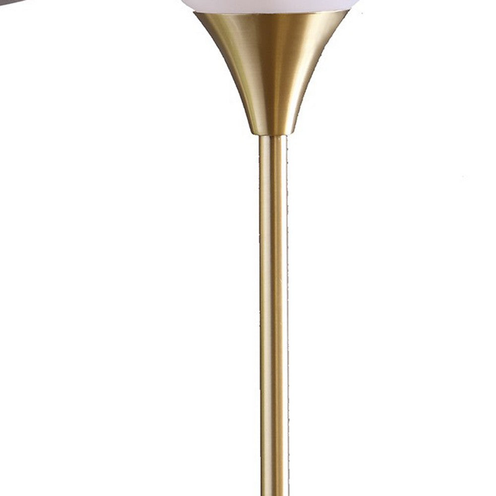 Benjara Table Lamp with Metal Base And Glass Globe Shade, Gold