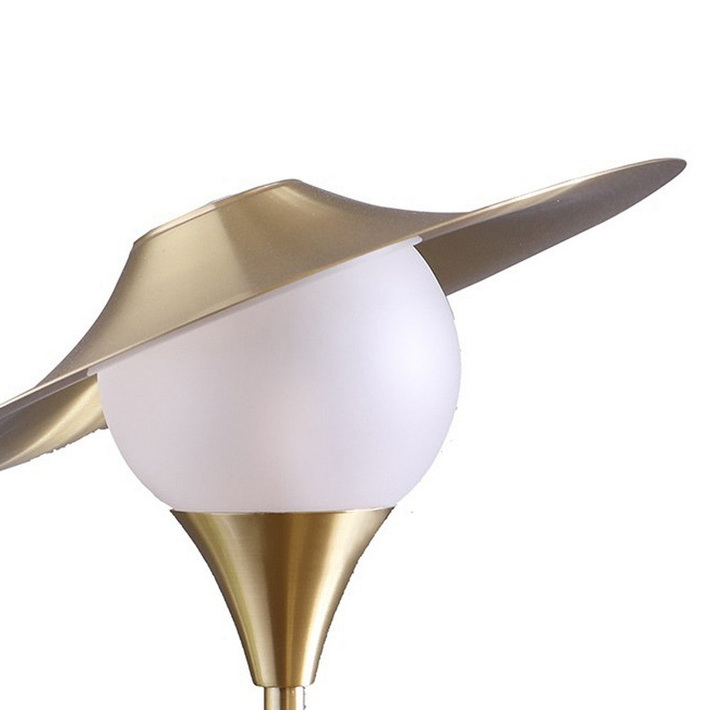 Benjara Table Lamp with Metal Base And Glass Globe Shade, Gold