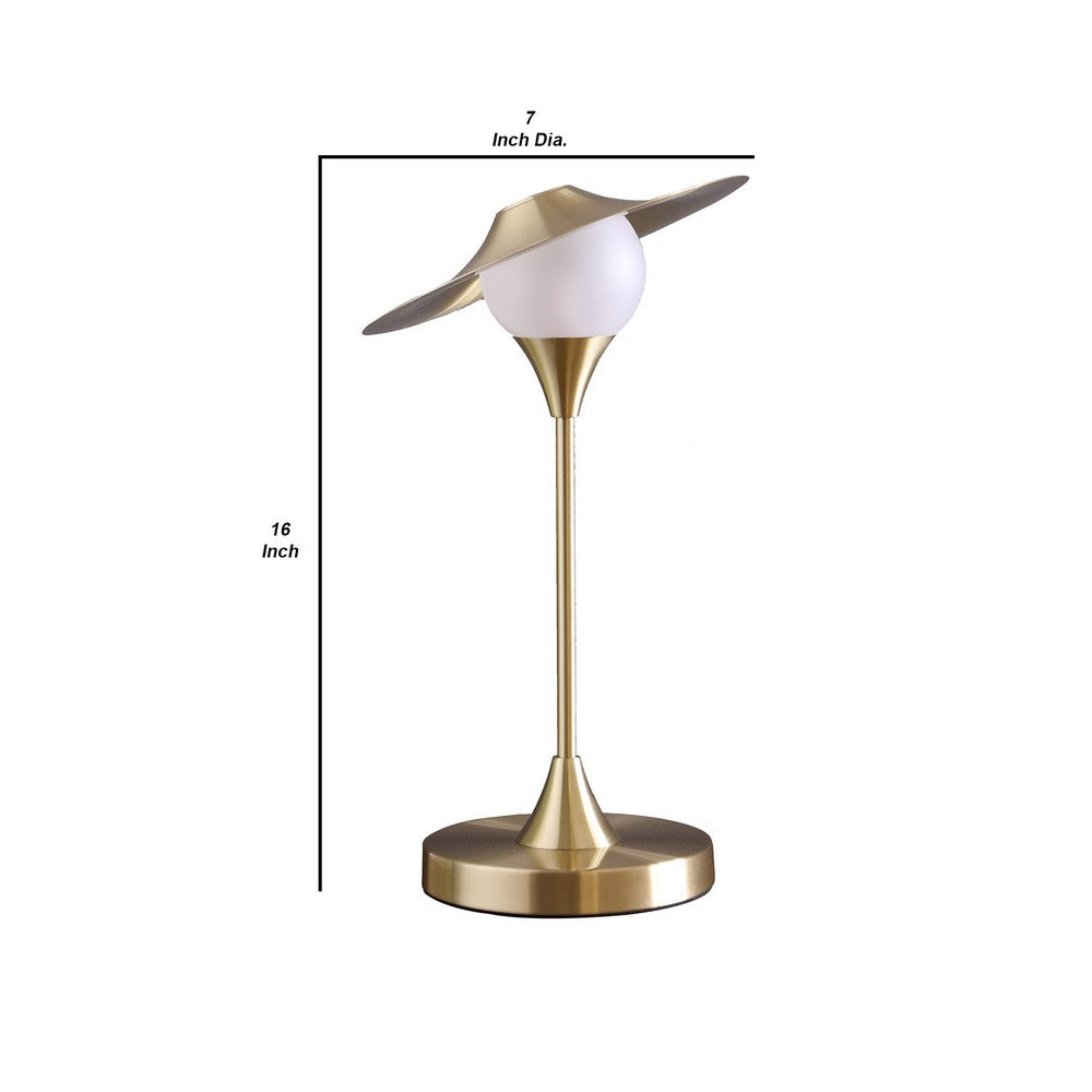 Benjara Table Lamp with Metal Base And Glass Globe Shade, Gold