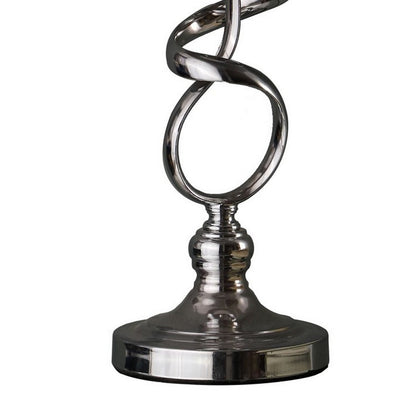 Benjara Table Lamp with Curved Abstract Metal Base, Silver