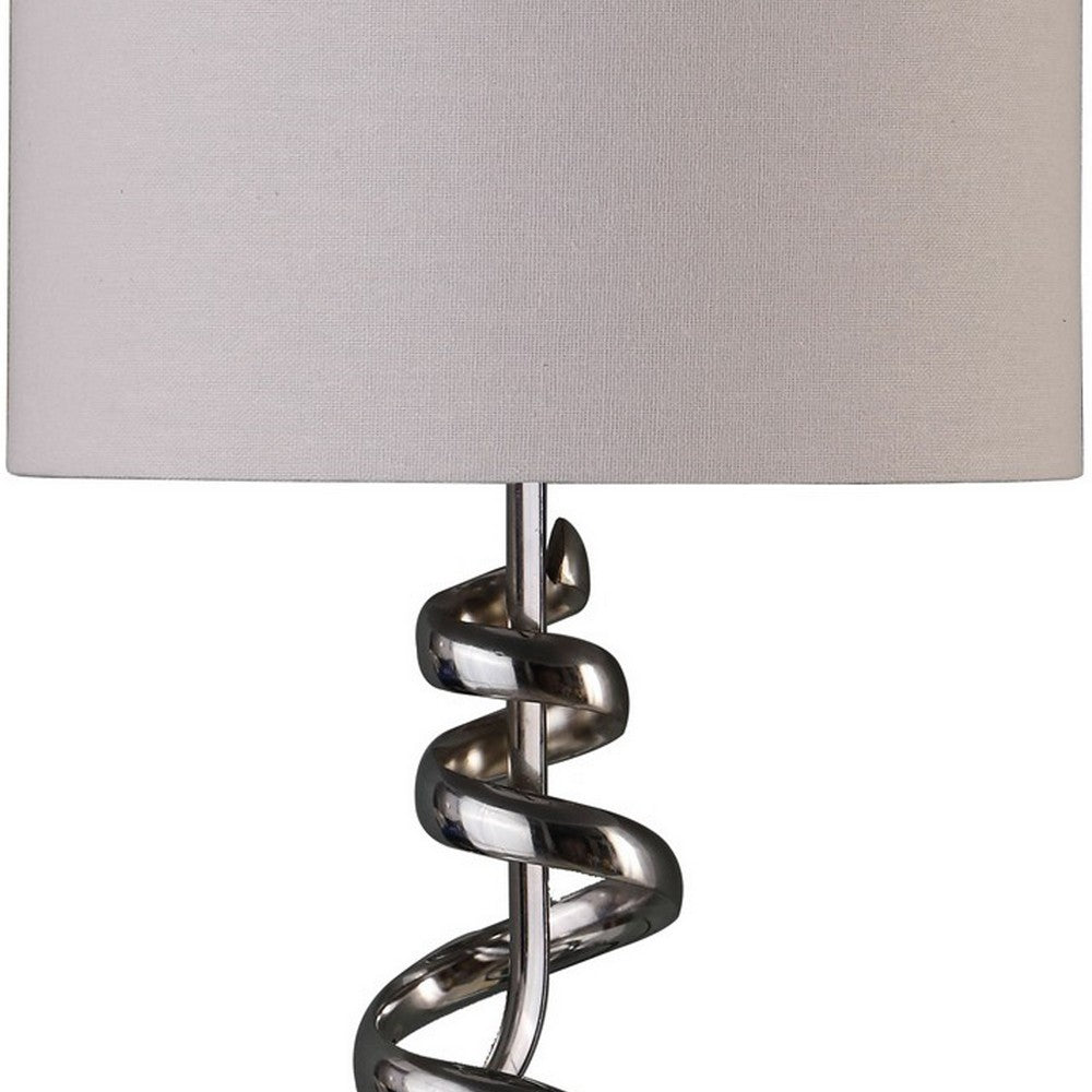 Benjara Table Lamp with Curved Abstract Metal Base, Silver
