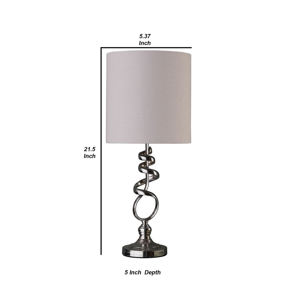 Benjara Table Lamp with Curved Abstract Metal Base, Silver