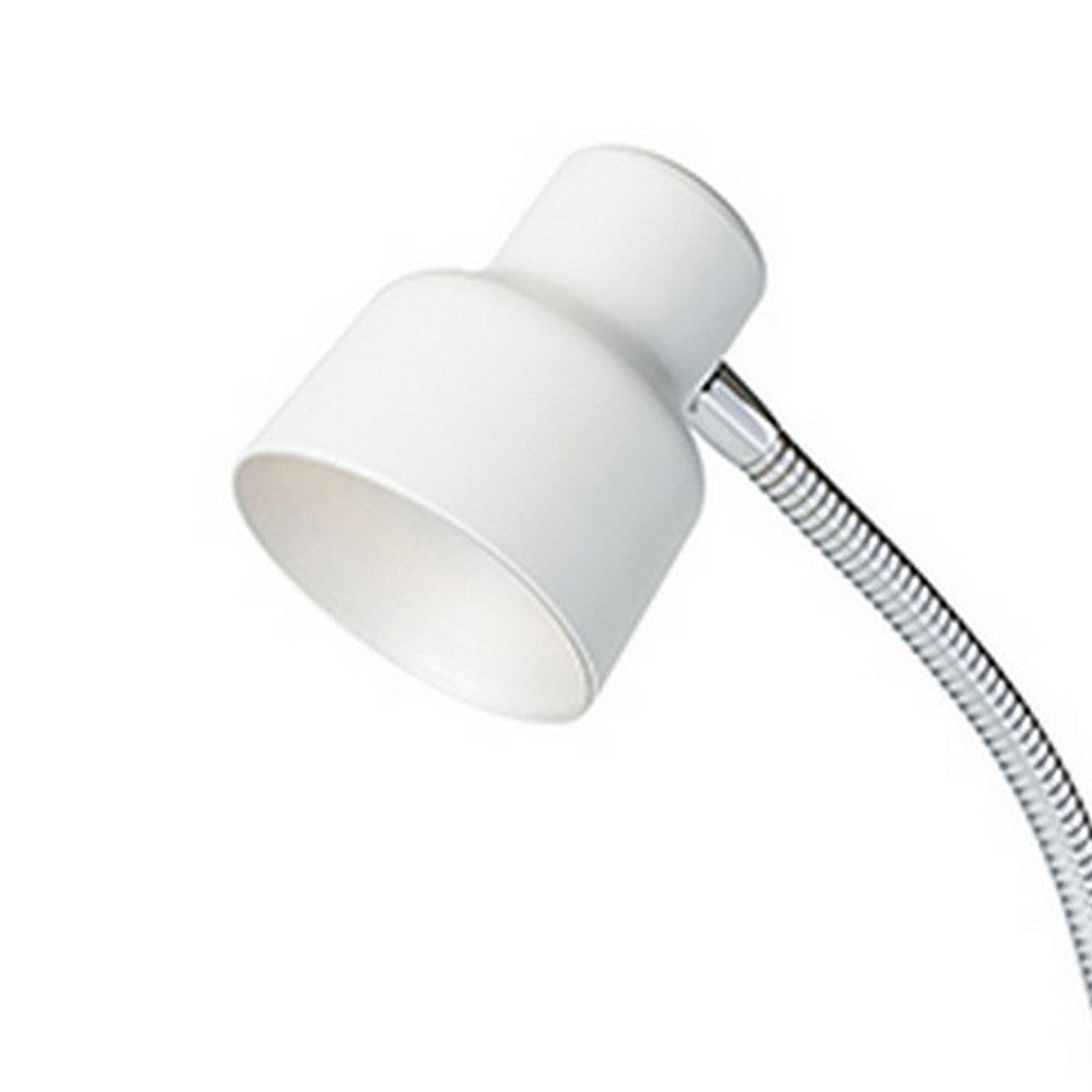 Benjara Table Lamp with Adjustable Goose Neck And Shade, White