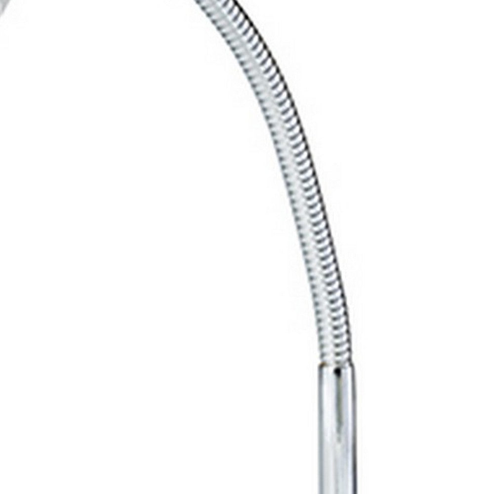 Benjara Table Lamp with Adjustable Goose Neck And Shade, White
