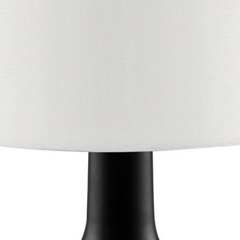 Benjara Table Lamp with Teardrop Metal Base And Fabric Shade, Black