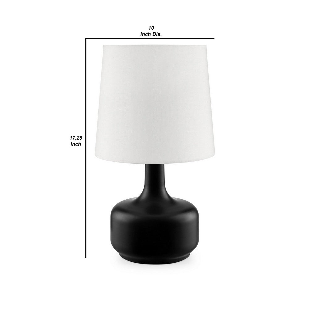 Benjara Table Lamp with Teardrop Metal Base And Fabric Shade, Black