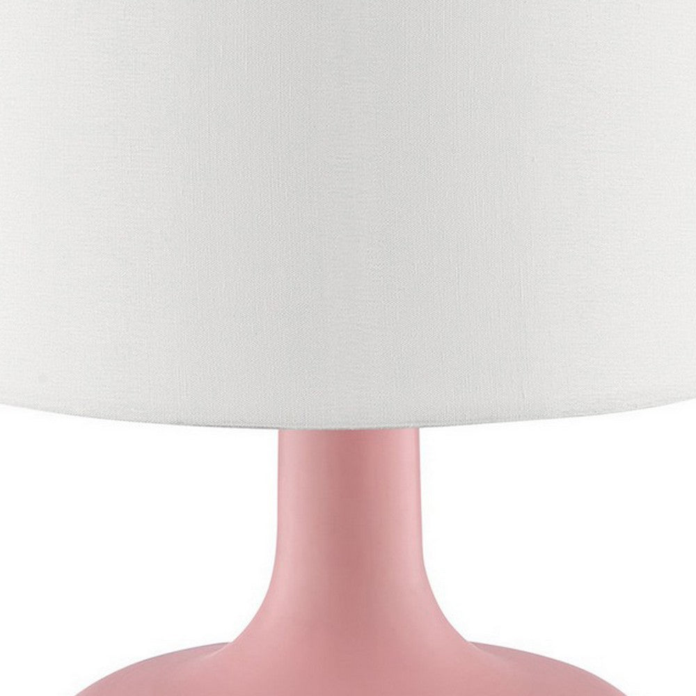 Benjara Table Lamp with Teardrop Metal Base And Fabric Shade, Pink