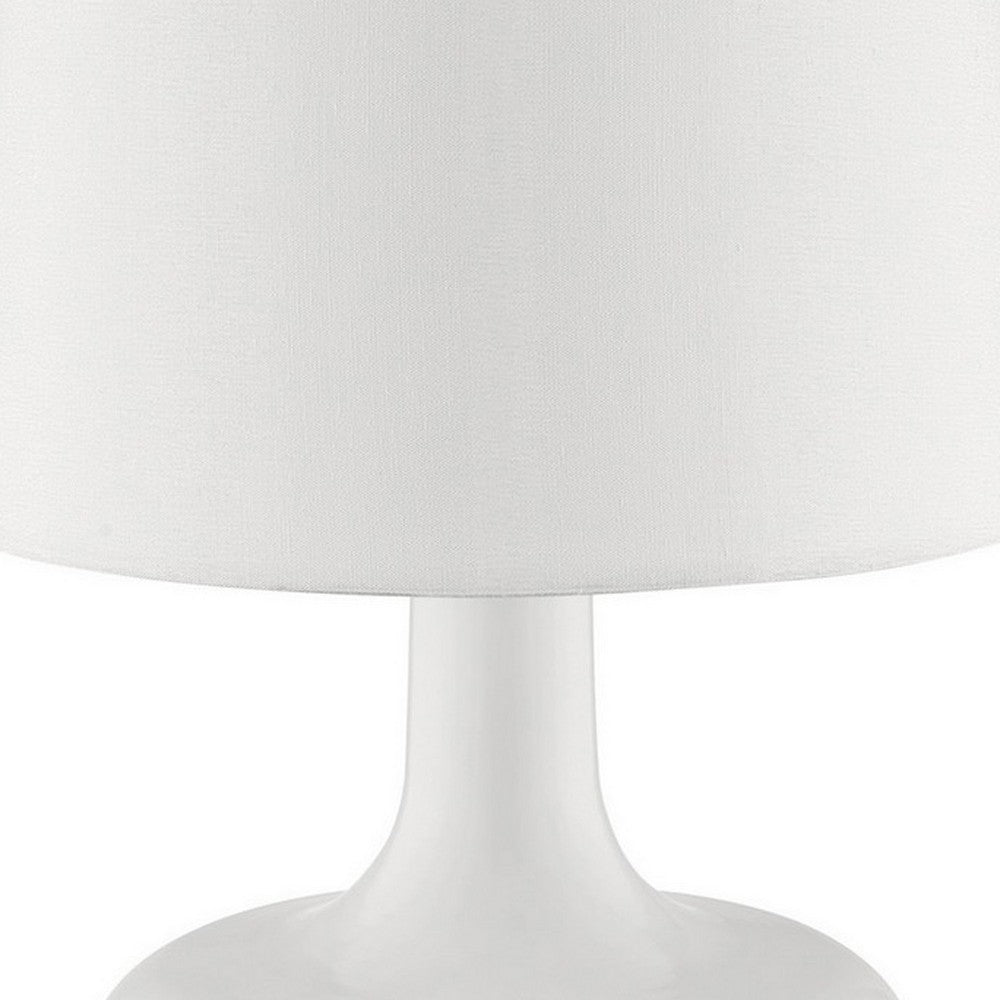 Benjara Table Lamp with Teardrop Metal Base And Fabric Shade, White