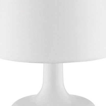 Benjara Table Lamp with Teardrop Metal Base And Fabric Shade, White