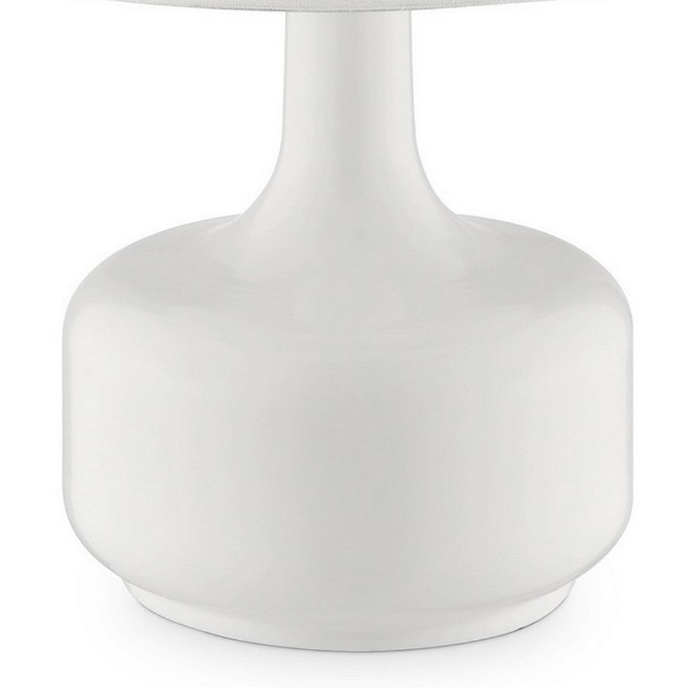 Benjara Table Lamp with Teardrop Metal Base And Fabric Shade, White