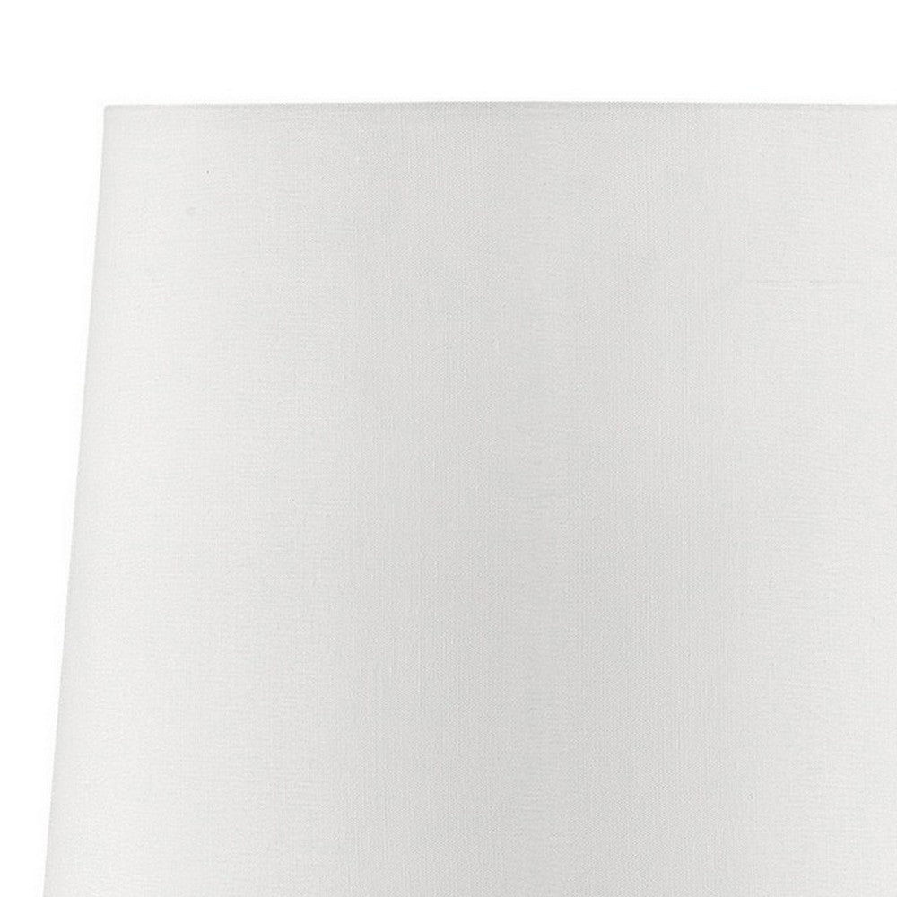 Benjara Table Lamp with Teardrop Metal Base And Fabric Shade, White