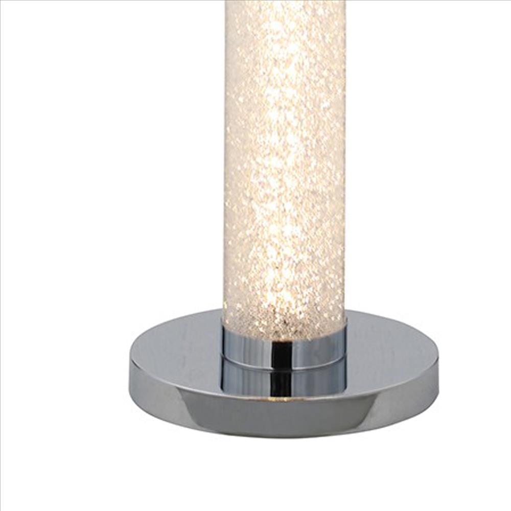 Benjara Column Style Floor Lamp with Sandrock Acrylic Tube, Clear